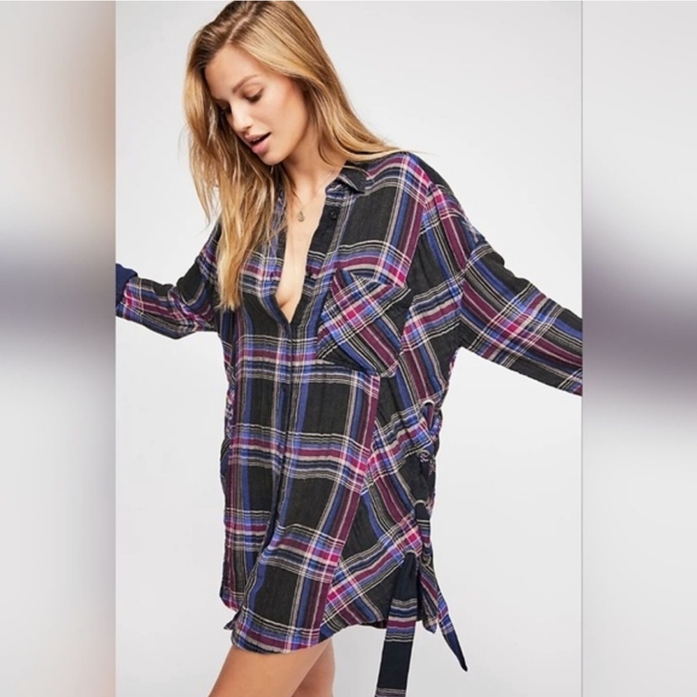 Free People Nordic Day plaid button down shirt